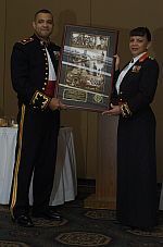 Major Everly receiving his gift from the Chapter